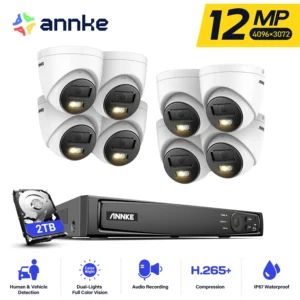 ANNKE 12MP PoE Security Camera System – 8CH NVR with 8 Smart Dual-Light Outdoor Cameras