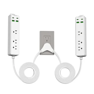 14-in-1 Split Twin Power Strip with 6 AC Outlets, 4 USB & 4 USB-C Ports – Space-Saving Extension Cord for Home, Bedroom & Dorm