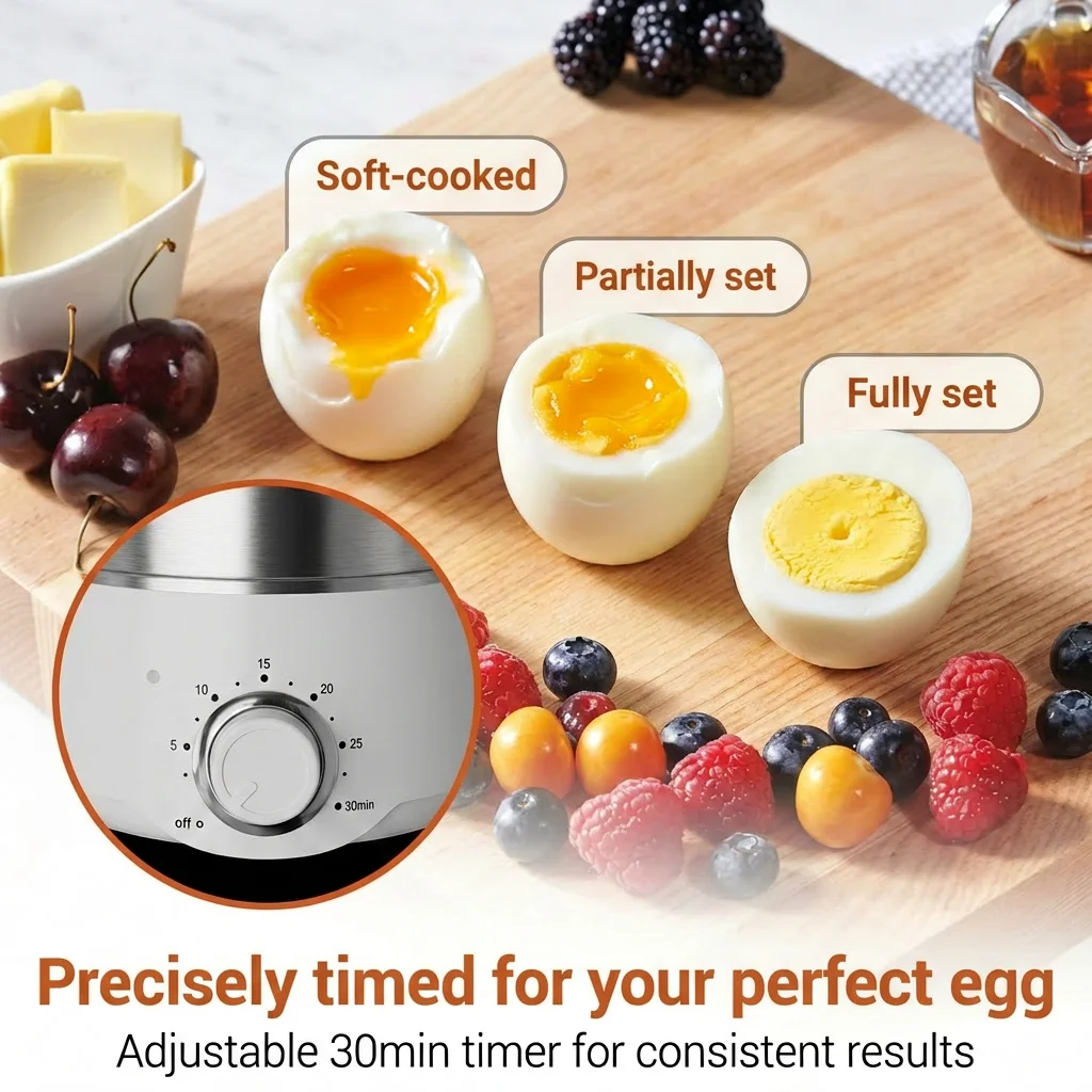 14-Egg Electric Egg Cooker with Timer & Auto Shut-Off – Hard, Soft-Boiled, Poached, Omelets & More - Image 2